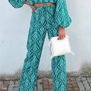 Zara “Ava” batik print pants lightweight cotton M